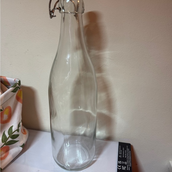 Other - Clear Glass Bottle with Metal Clamp